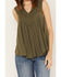 Image #3 - Molly Bracken Women's Crochet Sleeveless Peasant Top, Olive, hi-res
