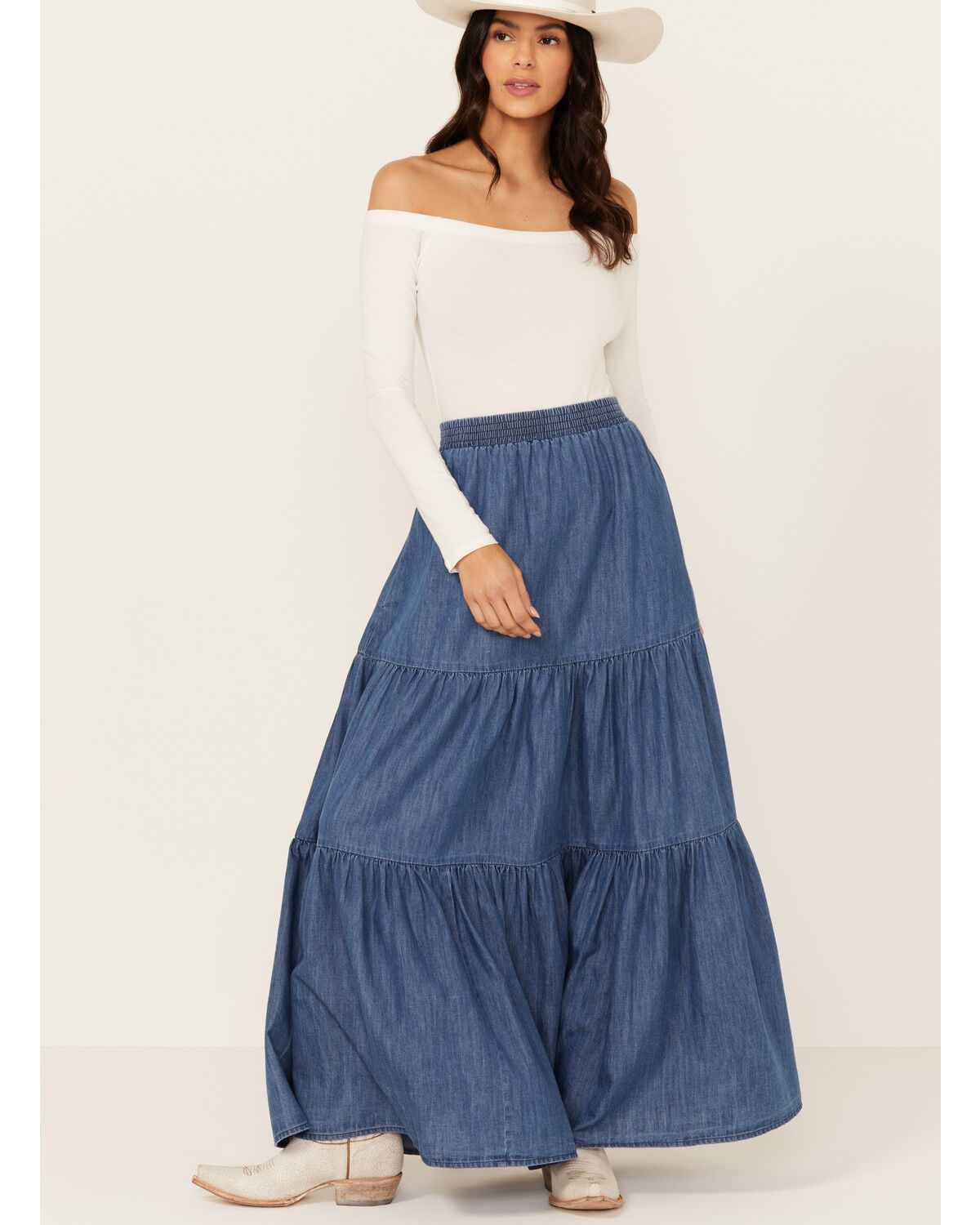 Image #1 - Ariat Women's Chambray Maxi Skirt, , hi-res