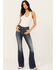 Image #1 - Idyllwind Women's Cannery Dark Wash Gypsy High Rise Flare Super Stretch Denim Jeans, Dark Wash, hi-res