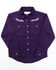 Shyanne Toddler Girls' Plaid Print Floral Yoke Long Sleeve Snap Western Shirt , Purple, hi-res