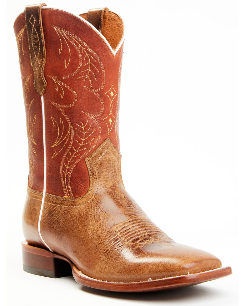 Cody James Men's Upper Two-Tone Leather Western Boots - Broad Square Toe , Orange, hi-res