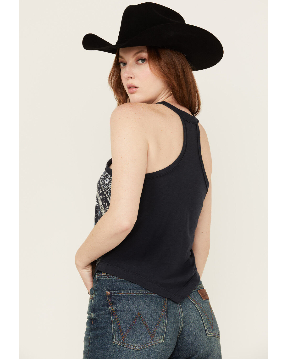 Image #4 - Shyanne Women's Bandana Print Halter Graphic Tank, Indigo, hi-res