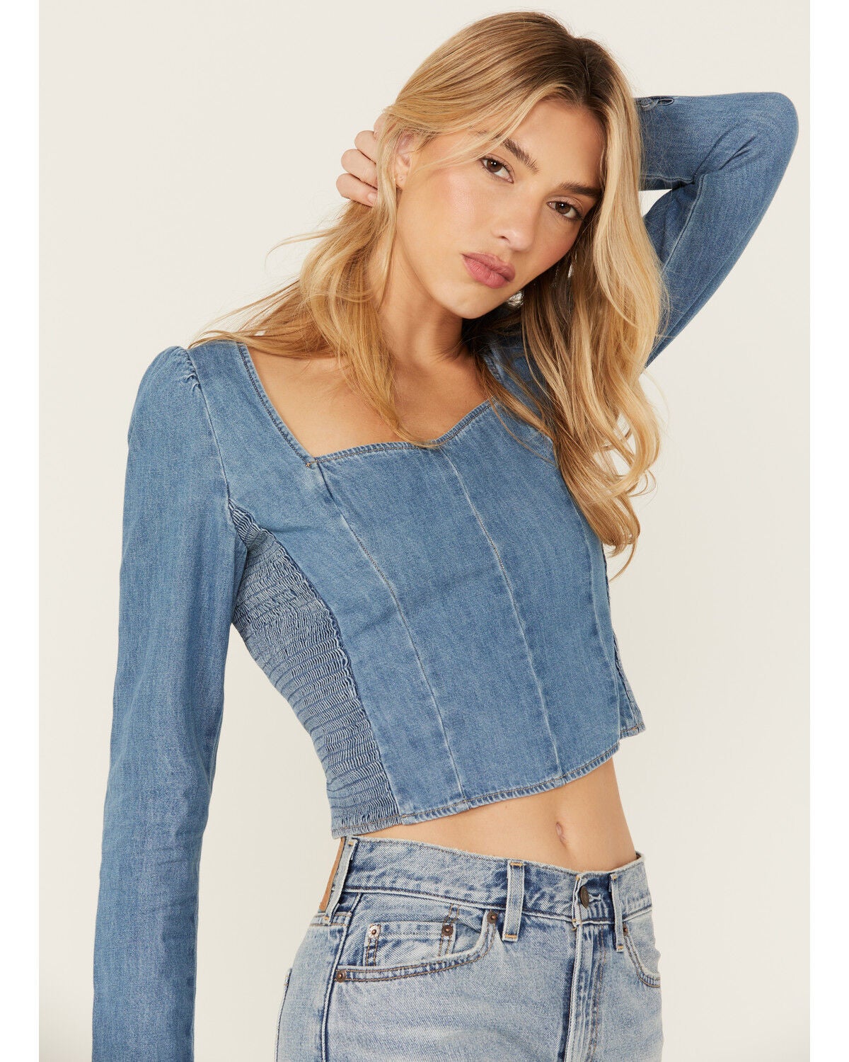 Levi's Women's Ophelia Corset Blouse, Dark Wash, hi-res