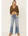 Image #4 - Wild Moss Women's Olive Ribbed Lurex Cinch Front Knit Top, Olive, hi-res