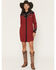 Image #1 - Panhandle Slim Women's Boot Barn Exclusive Long Sleeve Retro Embroidered Challis Mini Dress, Burgundy, hi-res