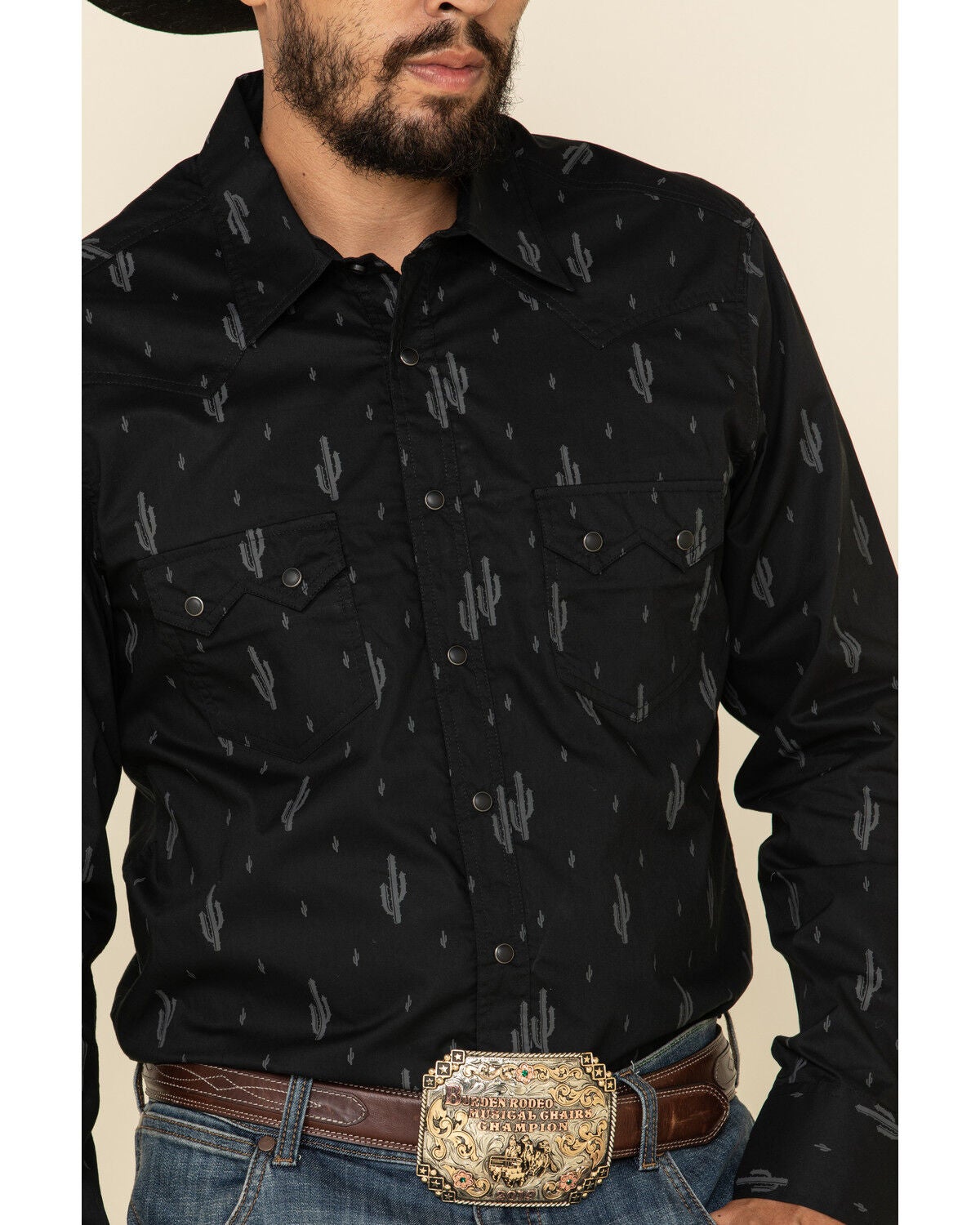 Roll Denim Men's Black Cactus Geo Print 