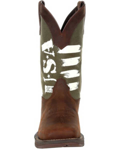 Durango Men's Army Green USA Western Performance Boots - Square Toe, Brown, hi-res