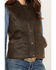 Circle S Women's Zip Front Enzyme Washed Cotton Concealed Carry Vest, Brown, hi-res