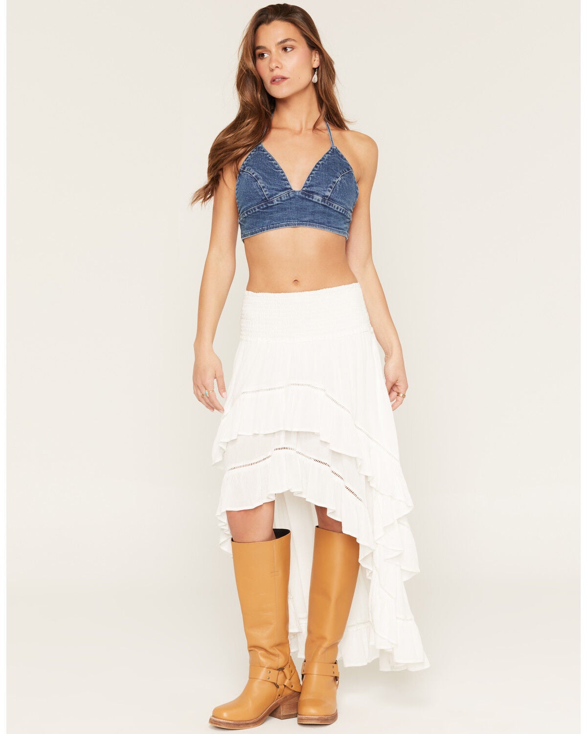 Image #3 - Cleo + Wolf Women's Ruffle High-Low Skirt, Ivory, hi-res