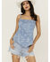 Image #1 - Wrangler Women's Smocked Bandana Top, Blue, hi-res