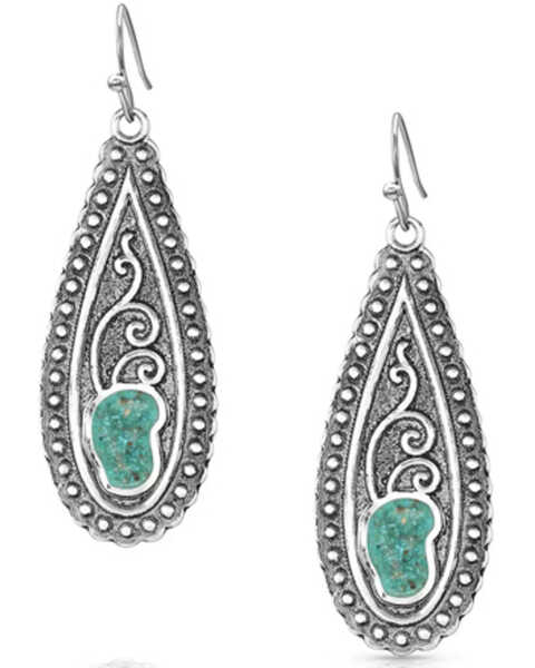 Montana Silversmiths Women's Country Roads Turquoise Earrings, Silver, hi-res