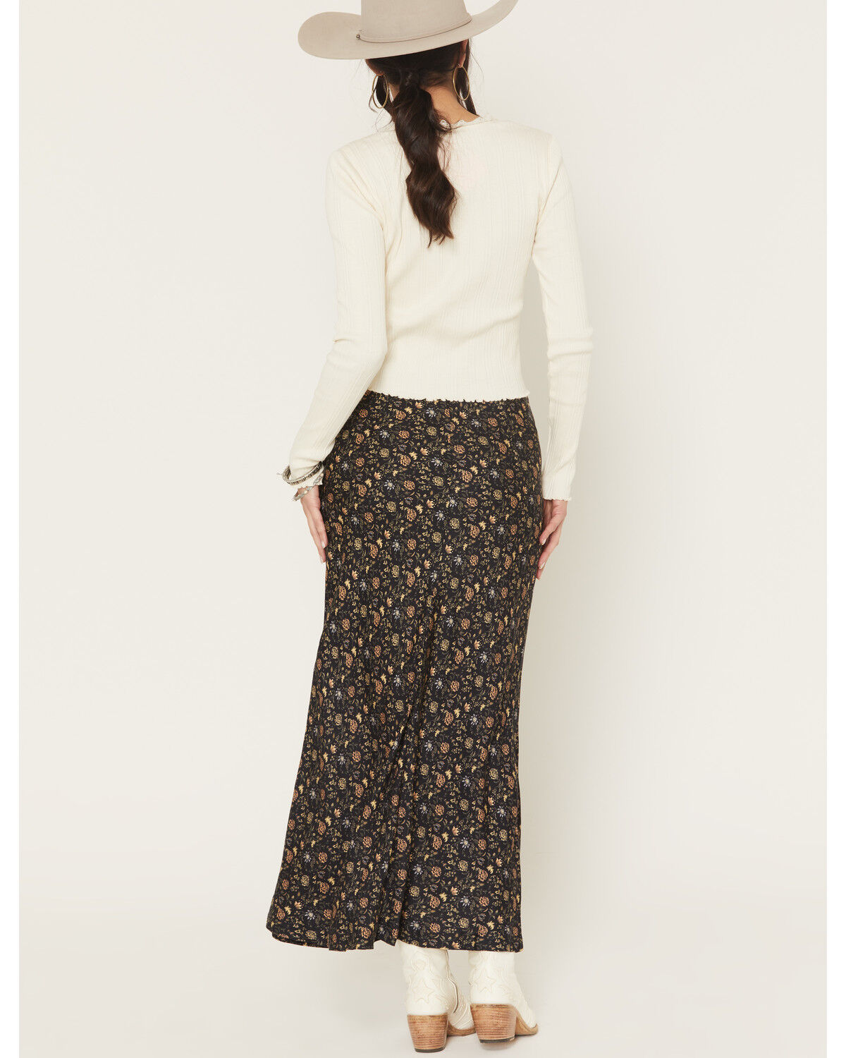 Image #3 - Sendero Provisions Women's Pearla Floral Print Midi Skirt, Black, hi-res