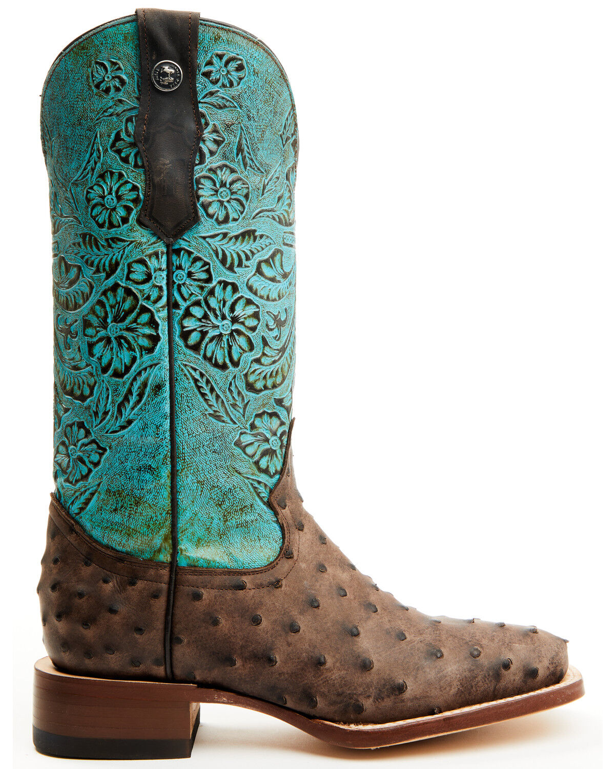 Image #2 - Tanner Mark Women's Ostrich Print Western Boots - Broad Square Toe, Brown, hi-res