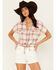 Image #1 - Shyanne Women's Short Sleeve Tie Front Camp Shirt, Brick Red, hi-res