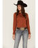 RANK 45® Women's Outdoor Riding Vented Yoke Long Sleeve Snap Shirt, Rust Copper, hi-res