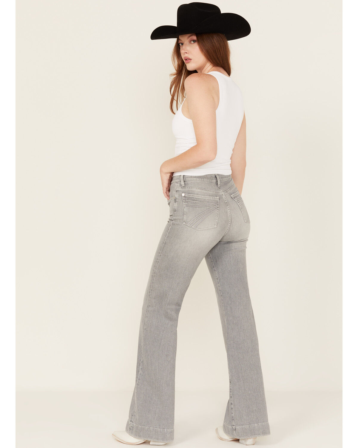 Image #1 - 7 For All Mankind Women's Closing Act High Rise Flare Stretch Denim Jeans, Grey, hi-res