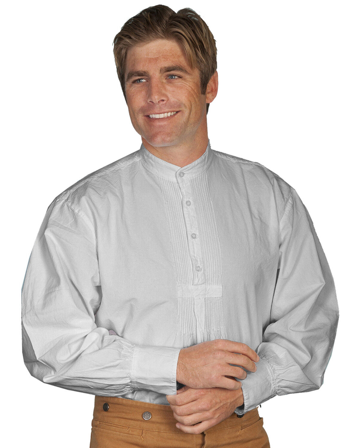 Image #1 - RangeWear by Scully Men's Pleated Front Pullover Western Shirt - Big & Tall, Lt Grey, hi-res