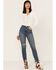Lola Women's Kate Medium Wash High Rise Straight Jeans, Blue, hi-res