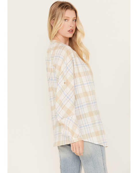 Image #4 - Cleo + Wolf Women's Oversized Plaid Print Button Up, Cream, hi-res