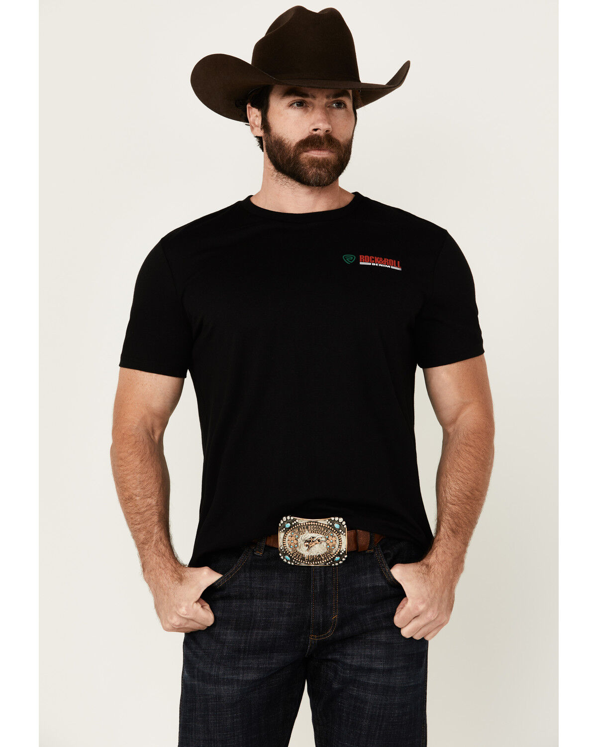 Image #2 - Rock & Roll Denim Men's Mexico Flag Short Sleeve Graphic T-Shirt, Black, hi-res