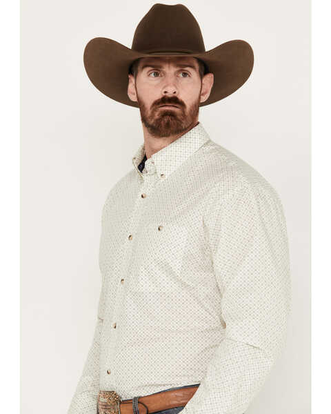 Image #2 - George Strait by Wrangler Men's Geo Print Long Sleeve Button-Down Shirt, Olive, hi-res