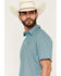 Image #2 - Ariat Men's All Over Print Classic Fit Short Sleeve Button-Down Polo Shirt, Teal, hi-res