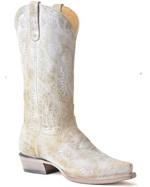 Image #1 - Roper Women's Wedding Vintage Embroidered Western Boots - Snip Toe, White, hi-res