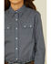 Roper Girls' Checkered Arrow Print Long Sleeve Pearl Snap Western Shirt, Blue, hi-res