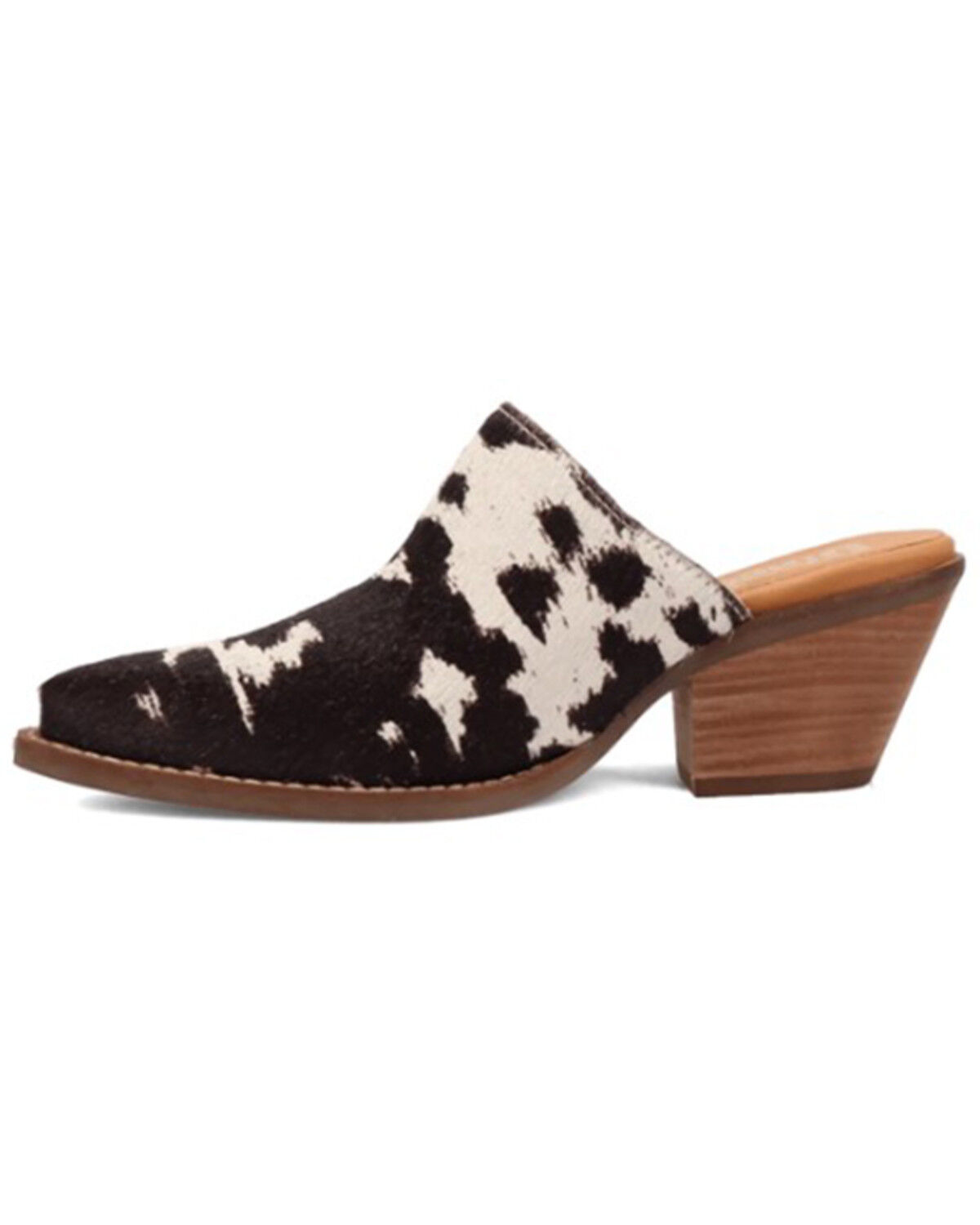 Image #3 - Dingo Women's Calico Hair-On-Hide Mules, Black/white, hi-res