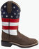 Image #2 - Old West Little Boys' Americana Western Boots - Broad Square Toe, Red/white/blue, hi-res