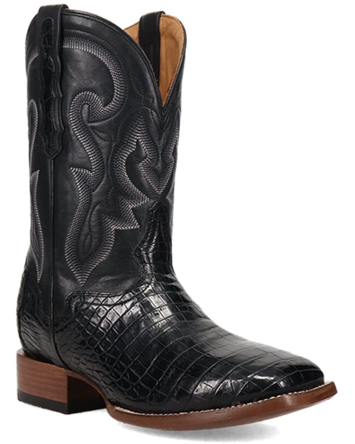 El Dorado Men's Nile Exotic Crocodile Western Boots - Broad Square Toe, Black, hi-res