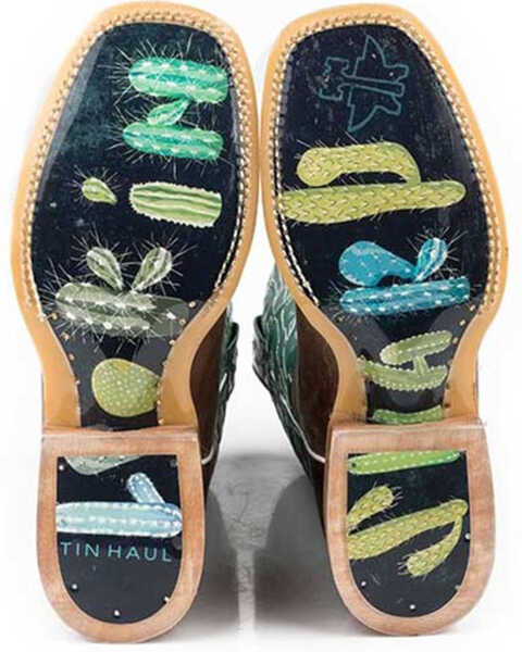 Image #2 - Tin Haul Women's Puff Cactus Western Boots - Broad Square Toe, Tan, hi-res