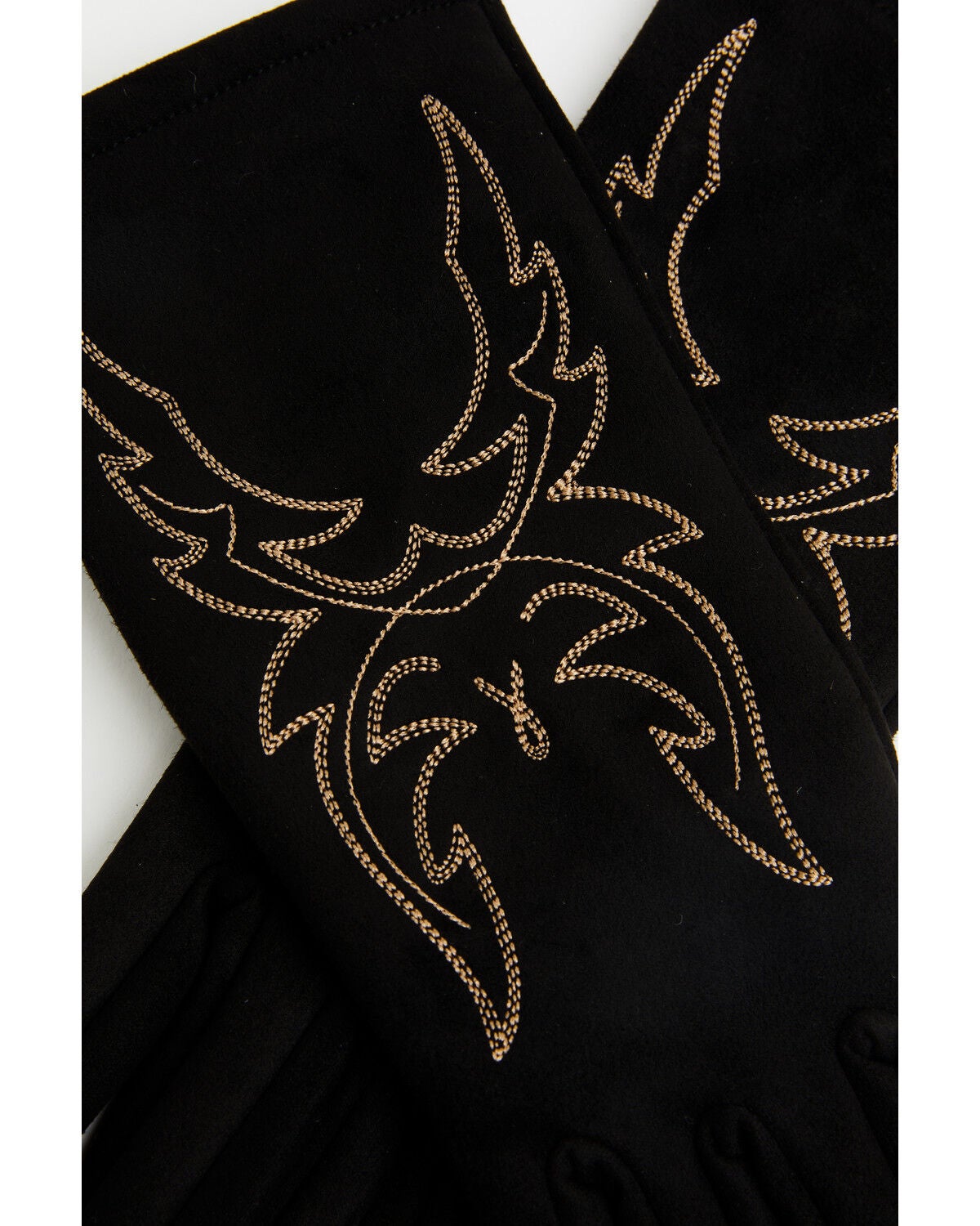 Image #2 - Idyllwind Women's Noel Oversized Boot Stitch Embroidered Faux Suede Gloves, Black, hi-res