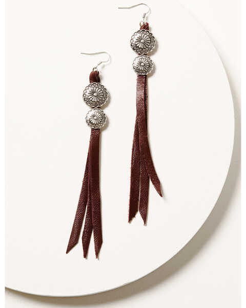 Image #1 - Idyllwind Women's Red Chelsea Concho & Tassel Earrings, Red, hi-res