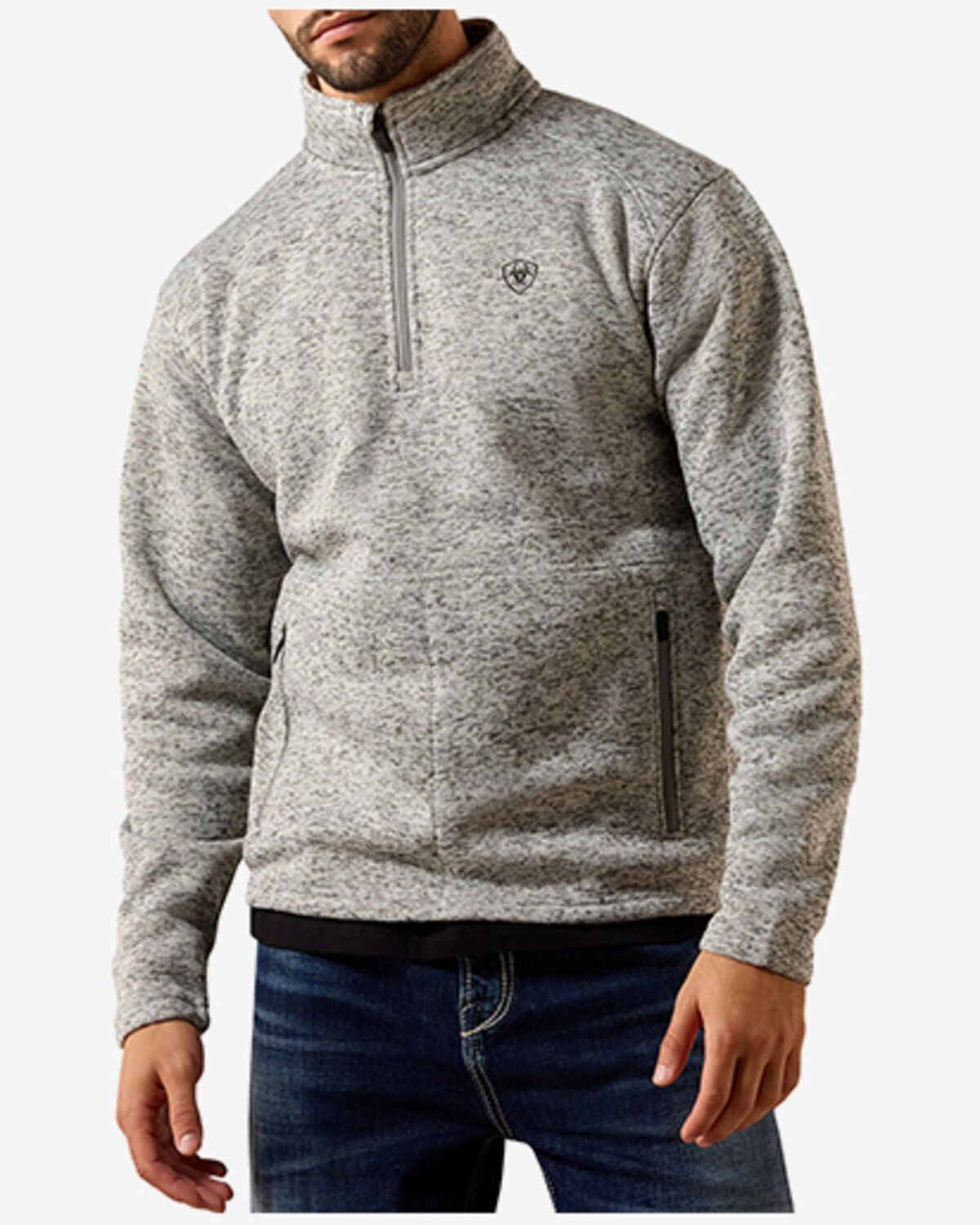 Image #1 - Ariat Men's Caldwell 1/4 Zip Sweater, Heather Grey, hi-res