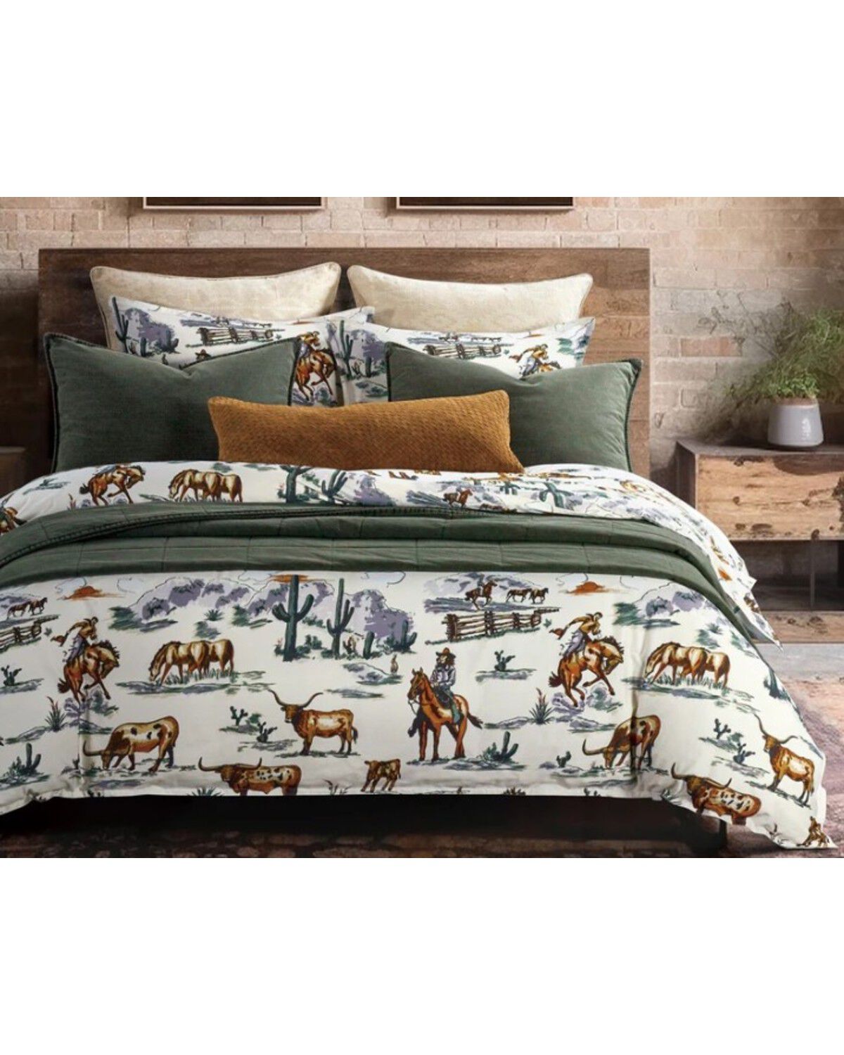 HiEnd Accents Ranch Life Reversible Queen Size Bedding Set - 3 Piece, Multi, hi-res
