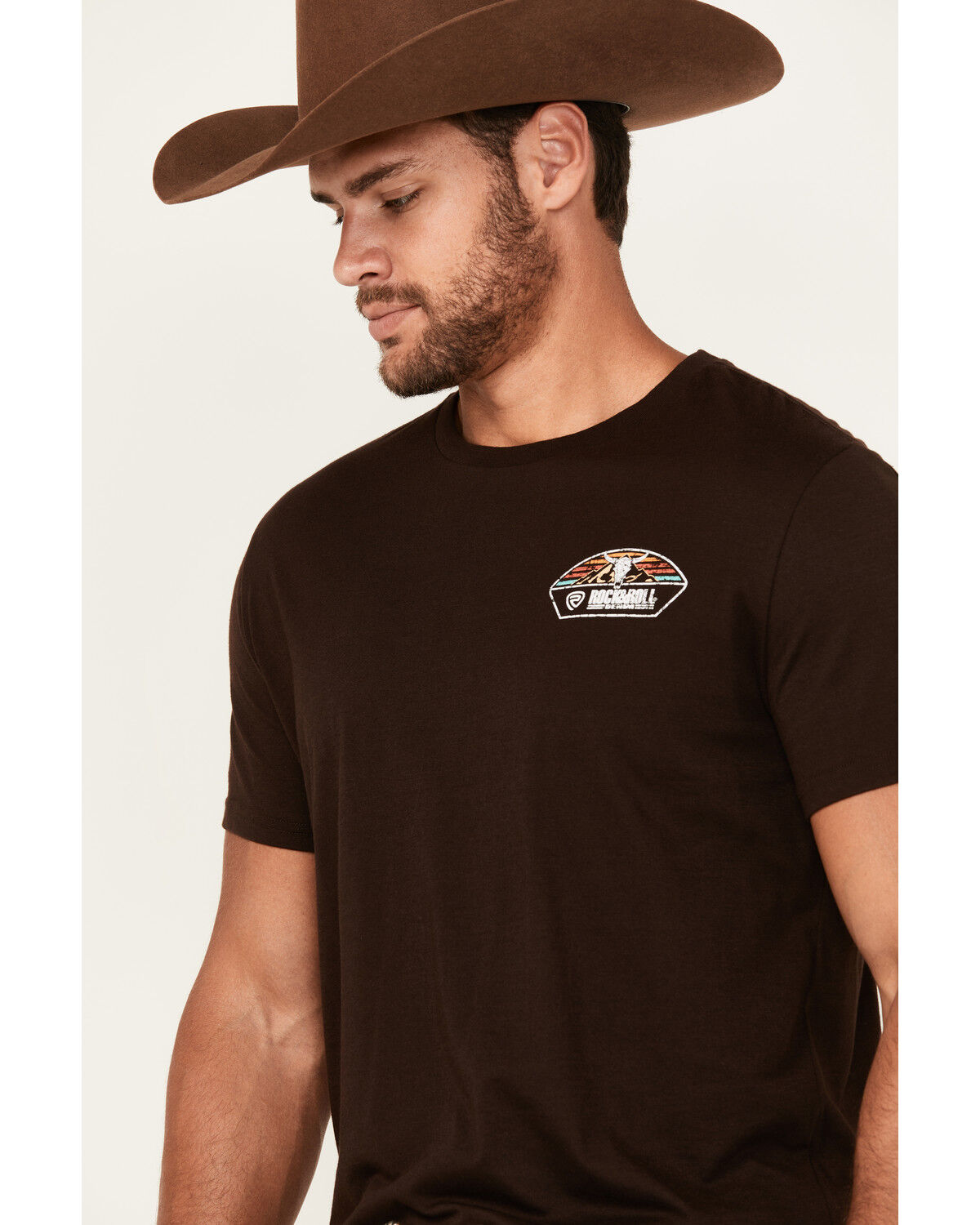 Image #3 - Rock & Roll Denim Men's Long Horn Short Sleeve Graphic T-Shirt, Brown, hi-res