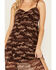 Image #3 - Shyanne Women's Printed Chiffon Sleeveless Slit Dress, Dark Brown, hi-res