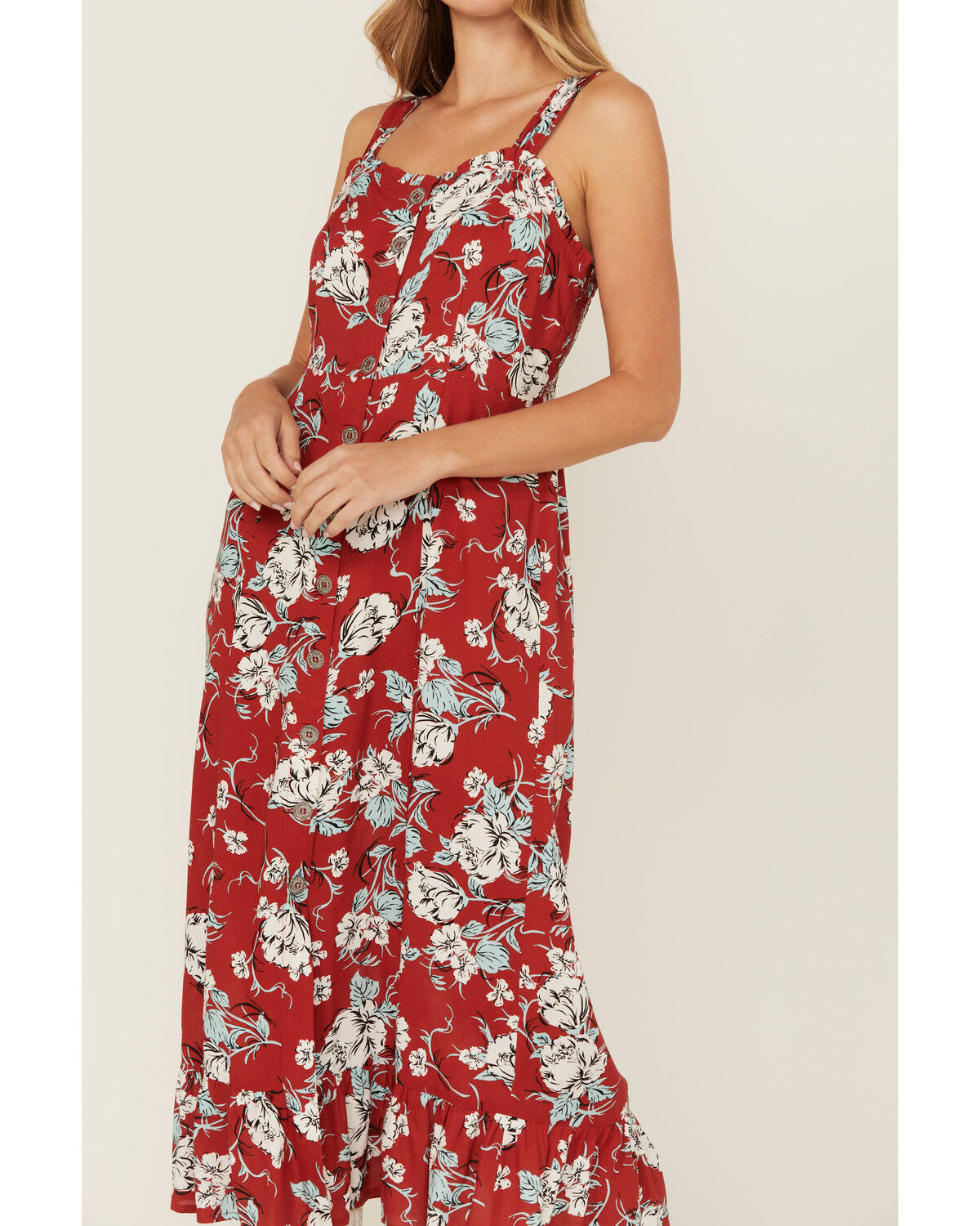 Image #3 - Cotton & Rye Women's Floral Print Midi Sundress, Red, hi-res