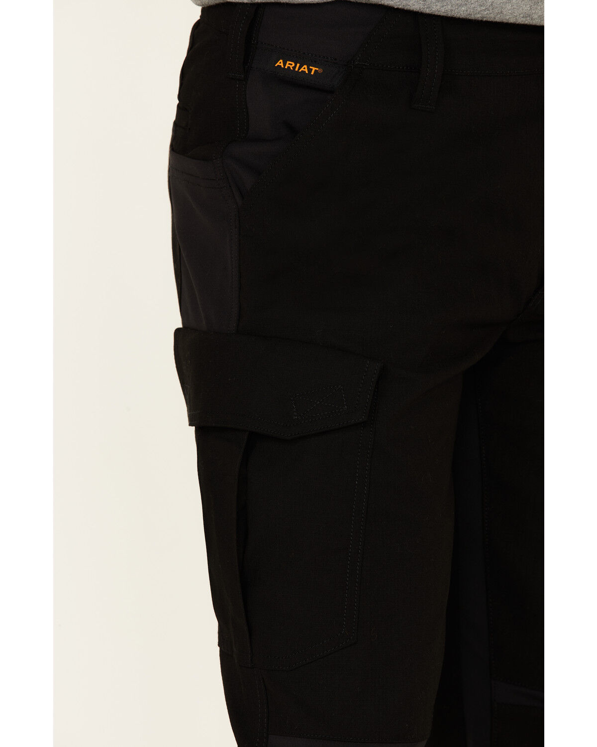 Image #3 - Ariat Men's M5 Rebar Durastretch Ripstop Cargo Tapered Straight Work Pants, Black, hi-res