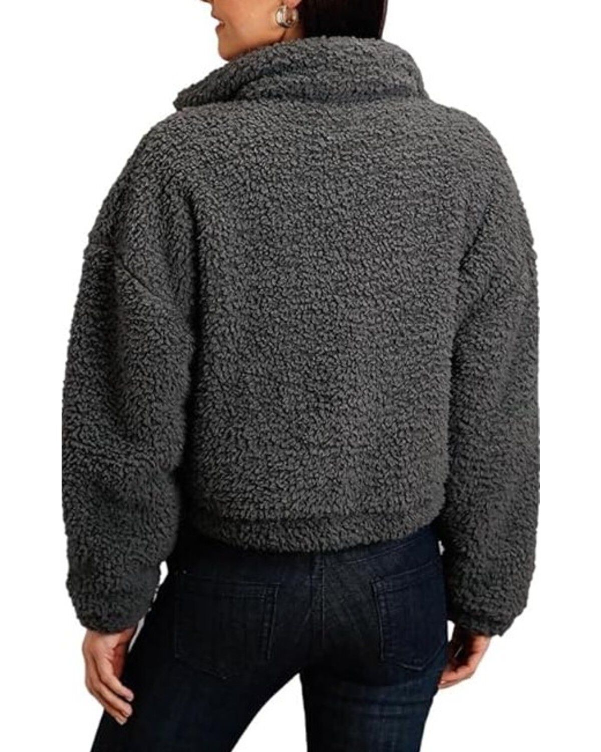 Image #2 - Stetson Women's Charcoal Fuzzy Fleece Jacket, Charcoal, hi-res