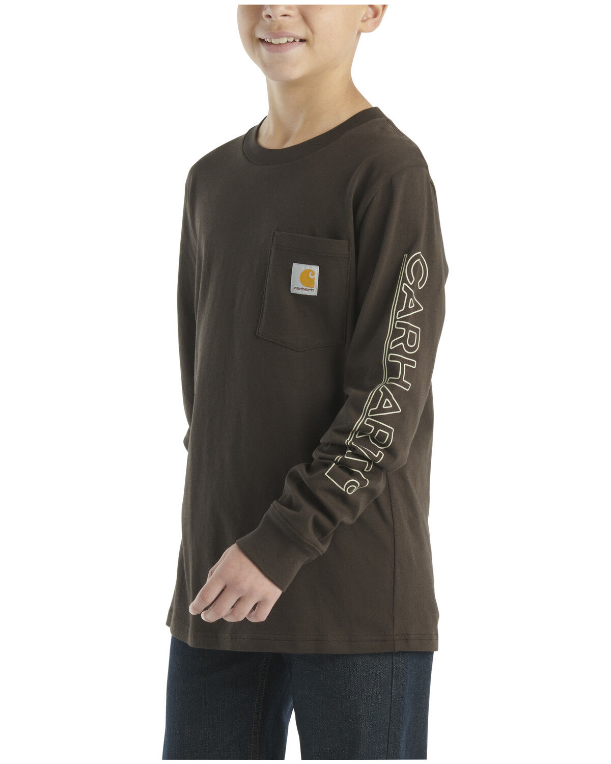 Image #1 - Carhartt Boys' Mustang Logo Print Long Sleeve Graphic Shirt, Black, hi-res