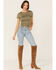 Moa Moa Women's Short Sleeve Cinch Top, Sage, hi-res