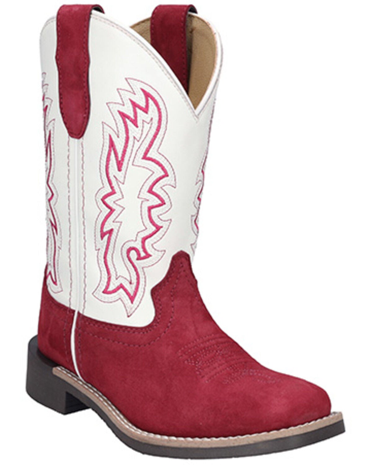 Smoky Mountain Little Girls' Cassidy Western Boots - Broad Square Toe, Red, hi-res
