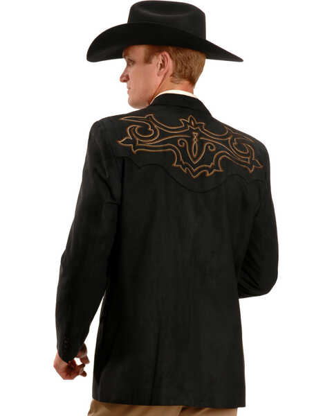 Image #3 - Circle S Men's Embroidered Micro-Suede Sportcoat , Black, hi-res