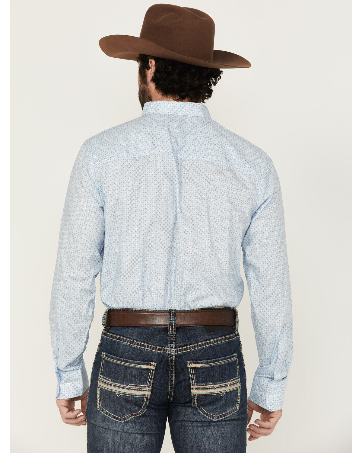 Image #4 - Wrangler x Cody Johnson Men's Geo Print Long Sleeve Button-Down Western Shirt, Blue, hi-res