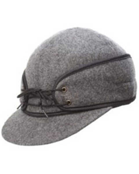 Crown Cap Men's Wool Railroad Work Hat , Charcoal, hi-res