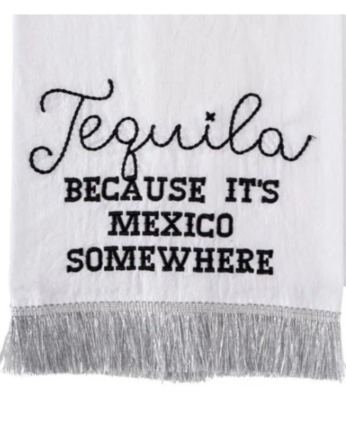 Image #2 - Totalee Gift Tequila Silver Fringe Tea Towel, Black/white, hi-res