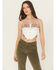Image #1 - Blue B Women's Western Embroidered Strapless Cropped Shirt, White, hi-res
