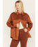 Image #2 - Cleo + Wolf Women's Faux Suede Shacket, Cognac, hi-res